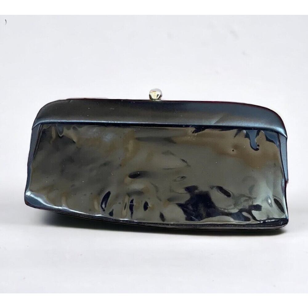 Vtg Patent Leather Clutch Evening Bag Handbag Purse Black Shiny Theodor